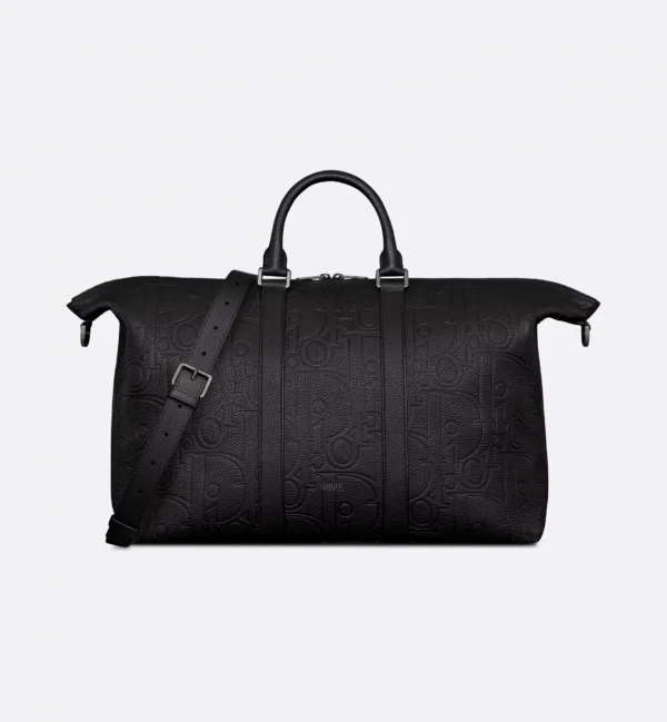 SAC DIOR WEEKENDER 40 EN CUIR DE VEAU GRAINE NOIR