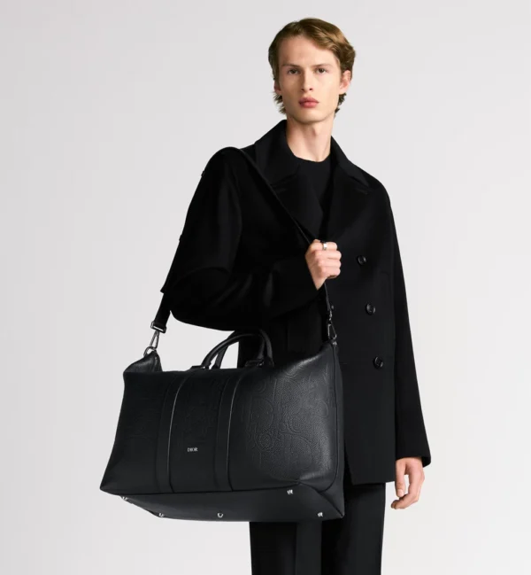 SAC DIOR WEEKENDER 40 EN CUIR DE VEAU GRAINE NOIR