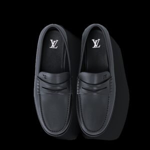 MOCASSIN LOUIS VUITTON « LOUIS » EN NOIR BRILLANT