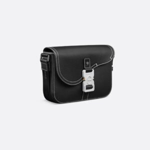 SAC MESSENGER DIOR A RABAT SADDLE SMALL EN CUIR DE VEAU GRAINE NOIR