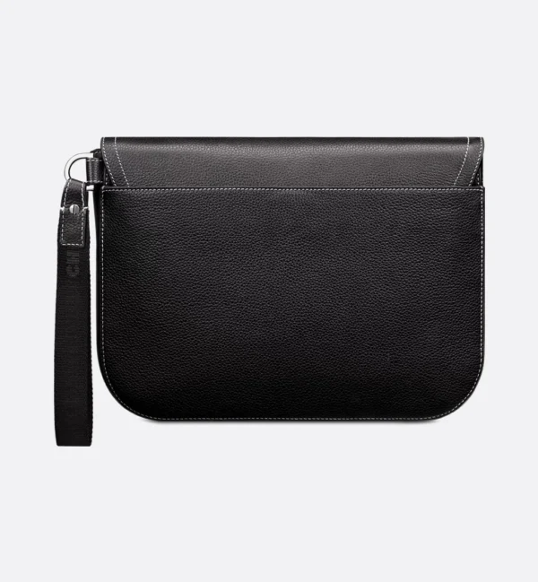 POCHETTE A5 SADDLE EN CUIR DE VEAU GRAINE NOIR