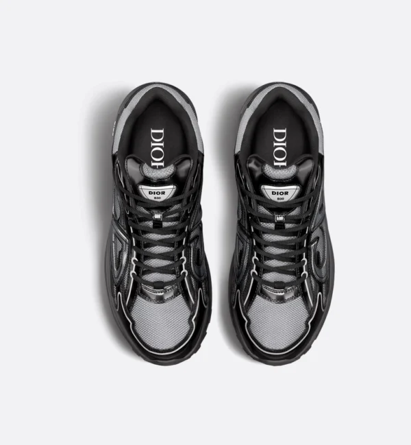 3SN279ZEHH981_E06 SNEAKER DIOR B30 COUNTDOWN EN TISSU TECHNIQUE NOIR AVEC UNE FINITION BRILLANTE
