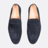 MOCASSIN BRUNELLO CUCINELLI EN EN DAIM BLEU AVEC TISSAGE