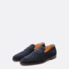 MOCASSIN BRUNELLO CUCINELLI EN EN DAIM BLEU AVEC TISSAGE