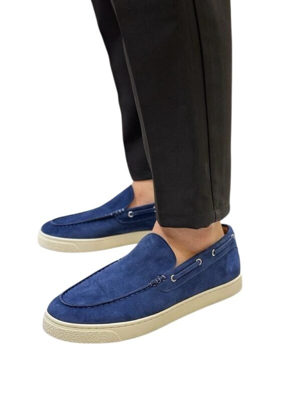 CHAUSSURE BRUNELLO CUCINELLI A ENFILER EN DAIM EN BLEU