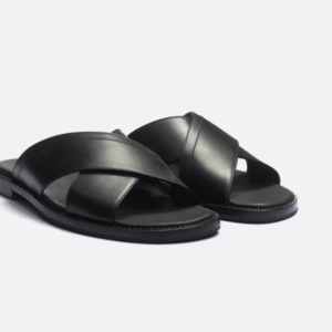 MULE CROISEE DOUBLE V EN NOIR