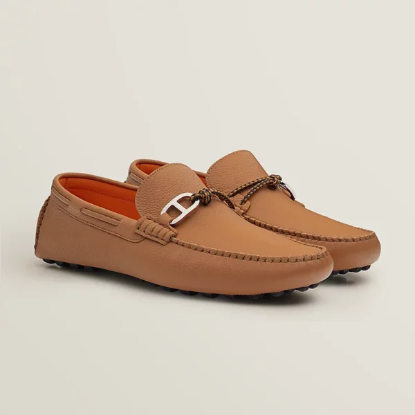MOCASSINS HERMES ALESSANDRO EN ORANGE NATUREL