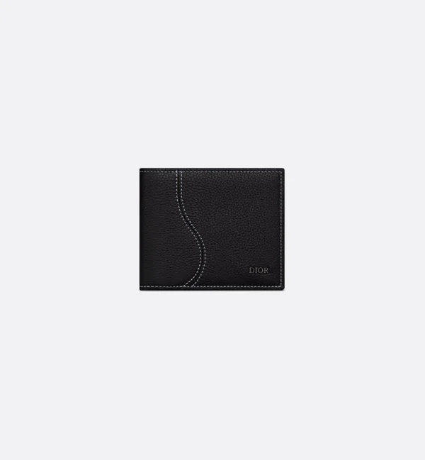 PORTEFEUILLE DIOR A DEUX VOLETS SADDLE EN CUIR DE VEAU GRAINE NOIR