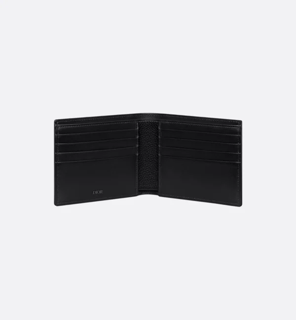 PORTEFEUILLE DIOR A DEUX VOLETS SADDLE EN CUIR DE VEAU GRAINE NOIR