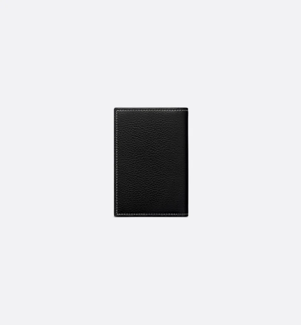 PORTE-CARTES VERTICAL A DEUX VOLETS SADDLE EN CUIR DE VEAU GRAINE NOIR