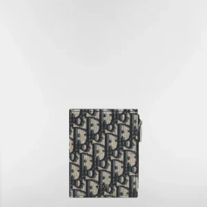 2ESBC319YSEH05E_SBG_E01 PORTE-CARTES DIOR COMPACT VERTICAL EN BEIGE ET NOIR